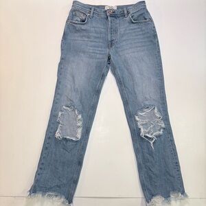 We The Free Light Blue Maggie Distressed Straight Leg Jeans